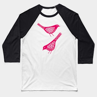 Two Pink Birds Baseball T-Shirt